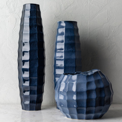 Cirio Blue (CII-002) -Vase (Set Of Three)