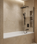 INABOX02 Electro Black 3-Way Non-Shared Thermostatic Shower Kit with Rectangular Rainhead and Tub Spout - Aquabrass