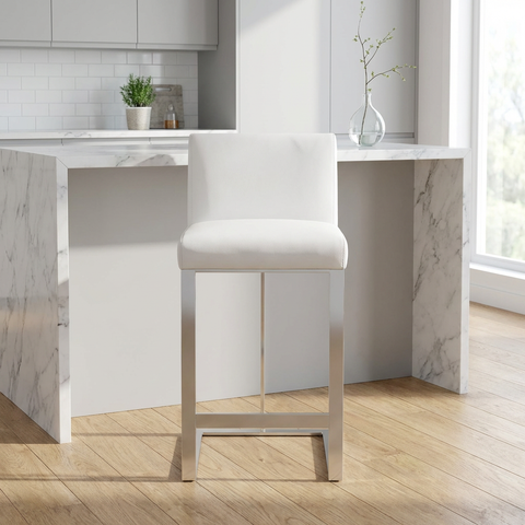 Dean White With Stainless Steel - Counter Chair Sunpan