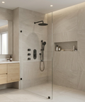 ShowerBox03 Electro Black 3-Way Shared Thermostatic Shower Kit with 3 Body Jets - Aquabrass
