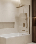 INABOX02 Brushed Nickel 3-Way Non-Shared Thermostatic Shower Kit with Rectangular Rainhead and Tub Spout - Aquabrass