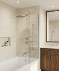 ShowerBox02N Polished Nickel 3-Way Shared Thermostatic Tub and Shower Kit with 12-Inch Rainhead - Aquabrass