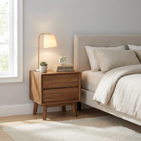 Gia Two Drawer Pecan - Nightstand LH