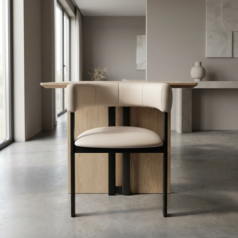 Clarissa Oyster With Black Legs - Dining Chair Amisco