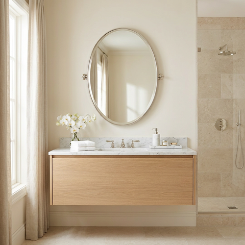 modern silver wall mirror