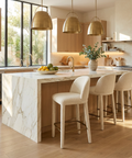 beige upholstered counter stool