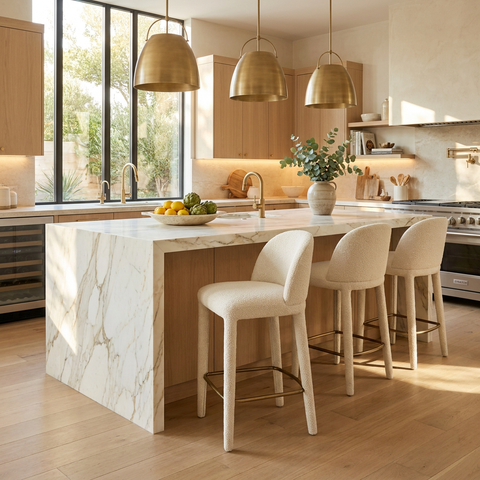 beige upholstered counter stool