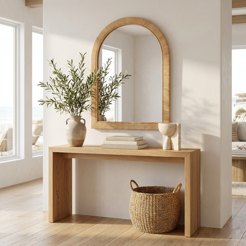 modern rattan wall mirror