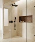 INABOX01 Electro Black 2-Way Shared Thermostatic Shower Kit with 14" x 8" Rectangular Rainhead - Aquabrass
