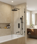 ShowerBox02 Electro Black 3-Way Non-Shared Thermostatic Tub and Shower Kit with 12-Inch Rainhead - Aquabrass