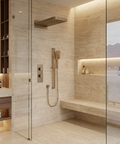 MiamiBox04 Brushed Nickel 3-Way Shared Thermostatic Shower Kit with Dual-Function Aquasheet Rainhead - Aquabrass