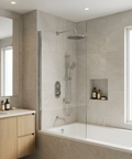 ShowerBox02 Polished Chrome 3-Way Non-Shared Thermostatic Tub and Shower Kit with 12-Inch Rainhead - Aquabrass