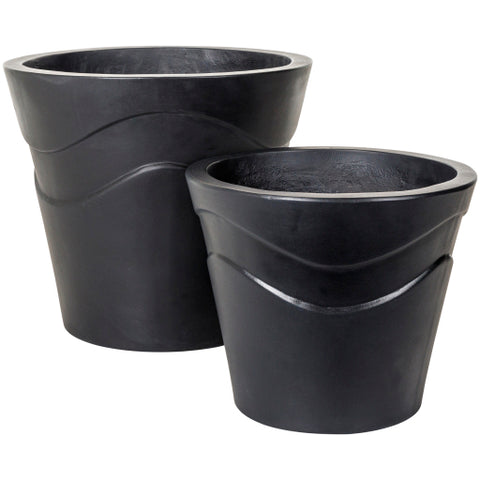 Sea Stone Black (SST-006) -Planter (Set Of Two)