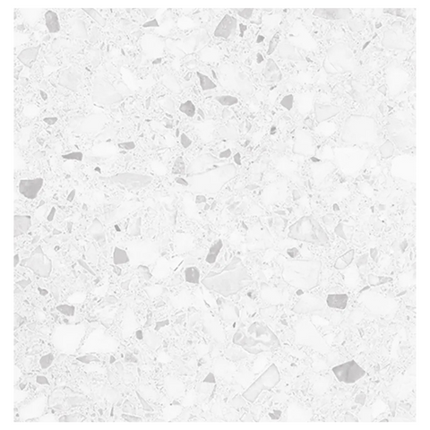 White terrazzo pattern with small specks on a white background