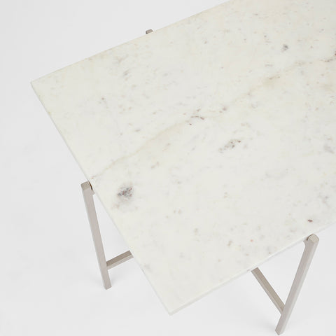 Ida White Marble Silver Frame- Coffee Table XC