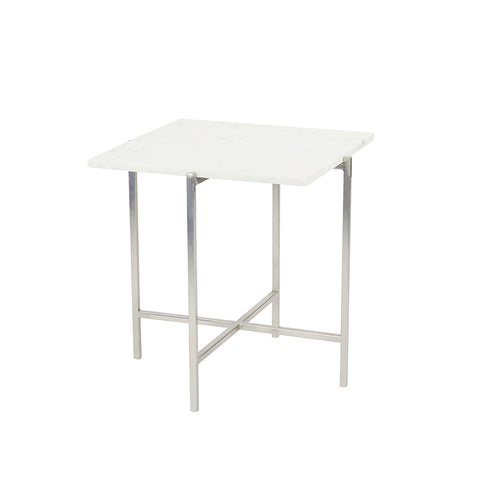 Ida White Marble Silver Frame- End Table XC