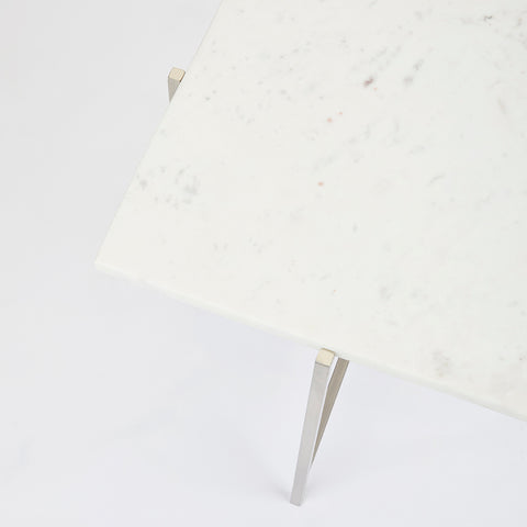 Ida White Marble Silver Frame- End Table XC