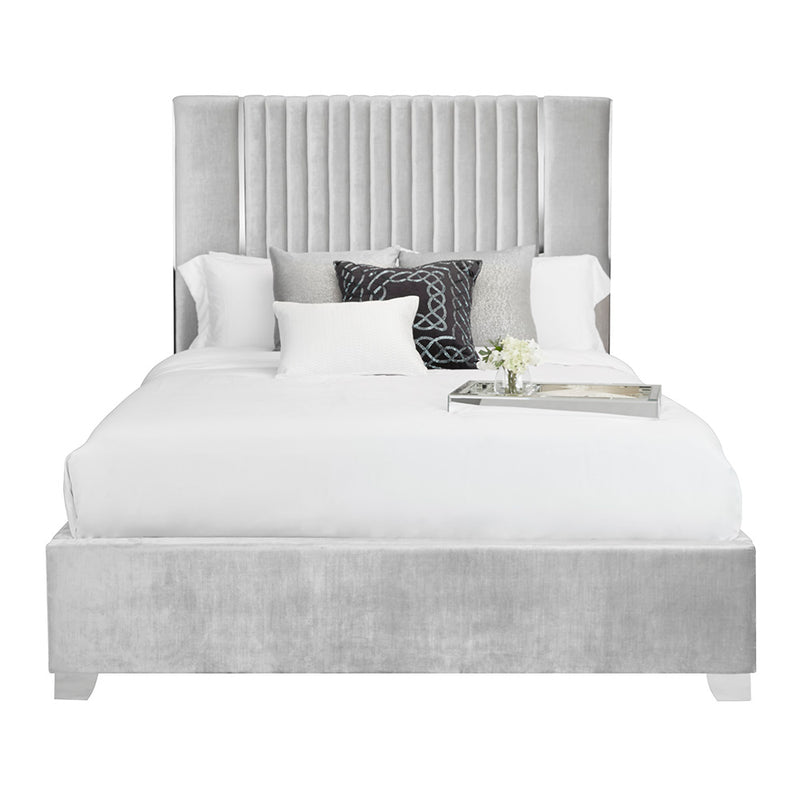 Hamilton Grey Velvet - Queen Bed XC