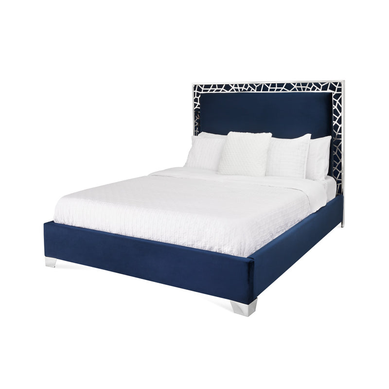 Wellington Blue Velvet - Queen Bed XC