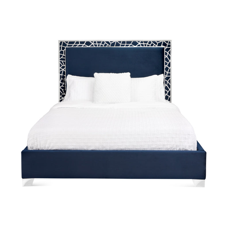 Wellington Blue Velvet - Queen Bed XC