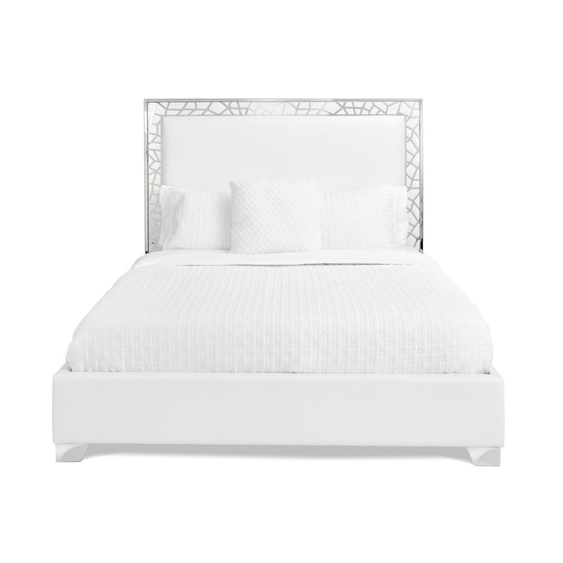 Wellington White Leatherette - King Bed XC