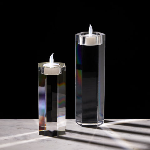 Crystal Acrylic Hexagonal- Candle Holder (Set of Two)