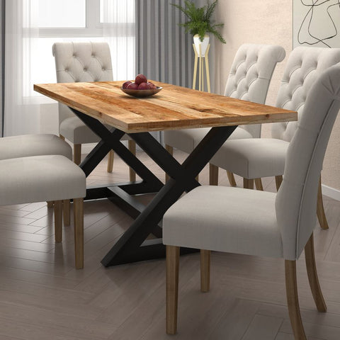 Zax Rectangular Distressed Natural and Black -Dining Table WW