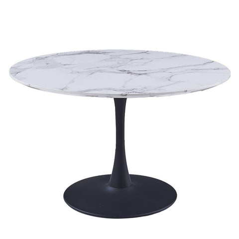 Zilo 48" White Faux Marble and Black -Dining Table WW