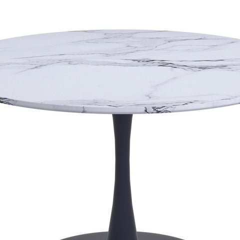 Zilo 48" White Faux Marble and Black -Dining Table WW