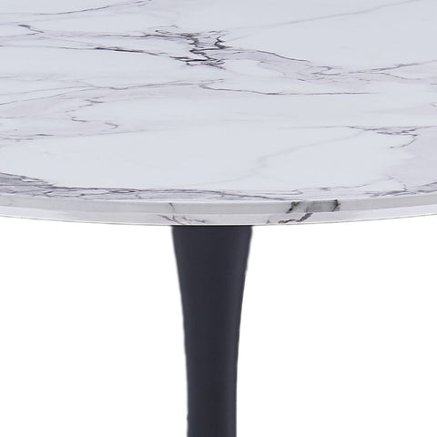 Zilo 40" White Faux Marble and Black -Dining Table WW