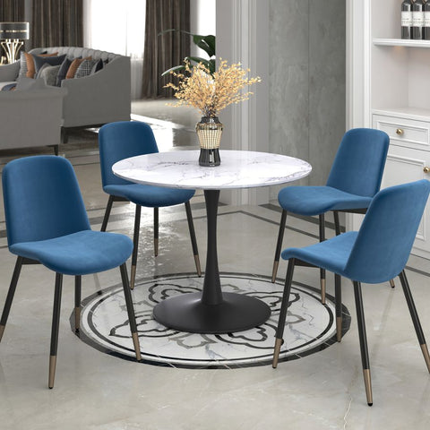 Zilo 40" White Faux Marble and Black -Dining Table WW