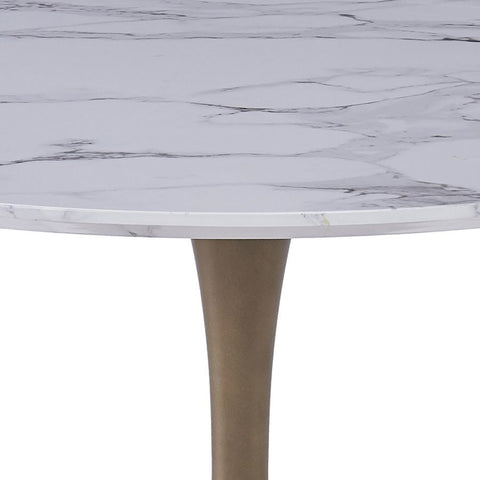 Zilo 48" White Faux Marble and Aged Gold-Dining Table WW