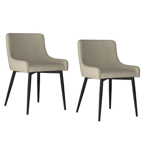 Bianca Beige With Black Legs-Dining Chair WW (Set Of Two)