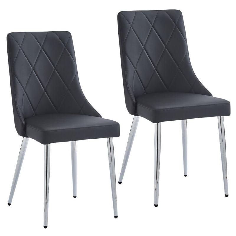 Devo Black Faux Leather -Dining Chair WW (Set Of Two)