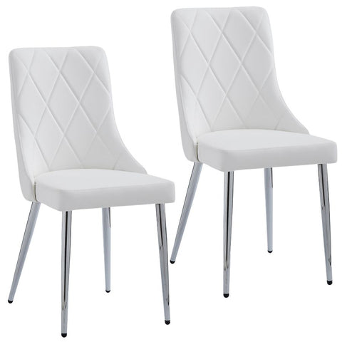 Devo White Faux Leather -Dining Chair WW (Set Of Two)