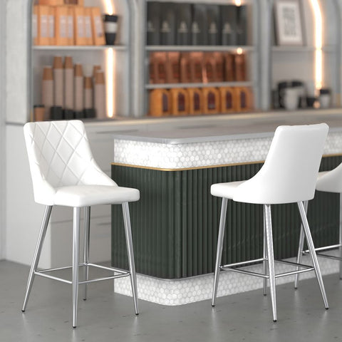 Devo White -Counter Chair WW (Set Of Two)