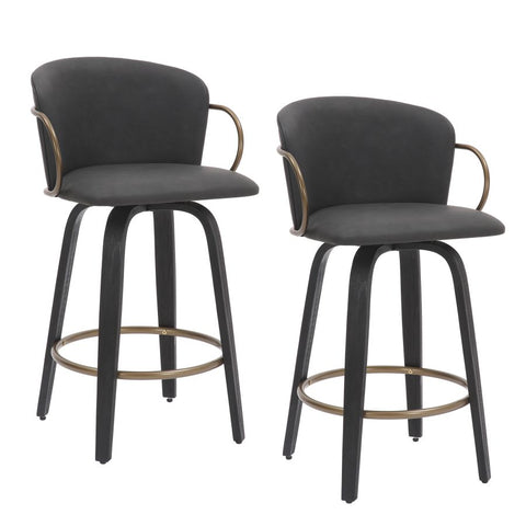 Lawson Charcoal -Counter Chair WW (Set Of Two)