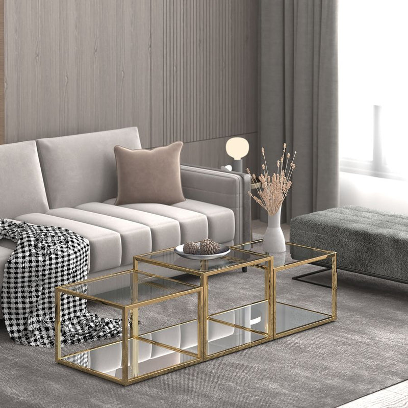 Casini 3pc Multi-Tier Gold -Coffee Table WW