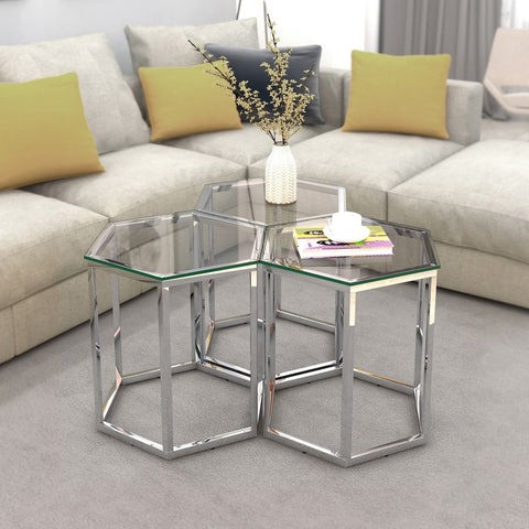 Fleur Silver- End Table WW (Set Of Three)