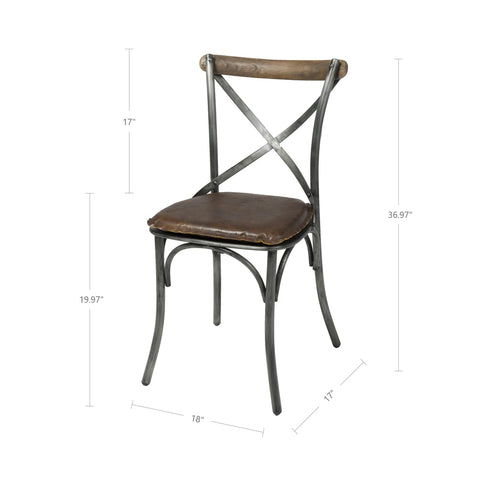 Metal Crossback With Vintage Brown-Dining Chair