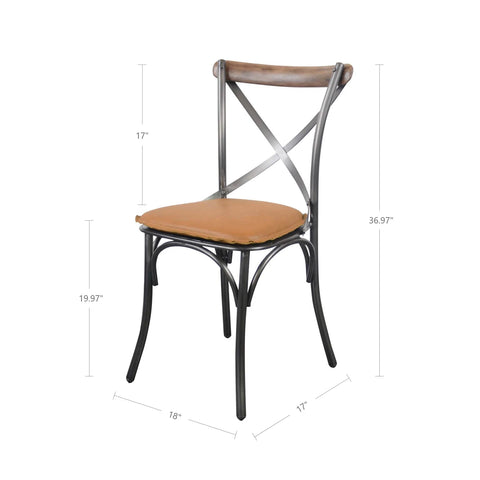 Metal Crossback With Cognac Seat-Dining Chair