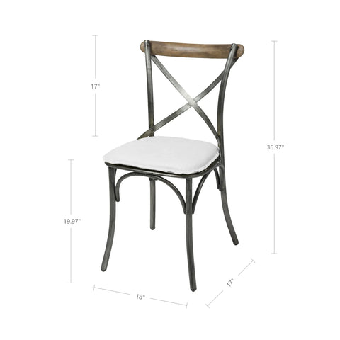 Metal Crossback With White Leather Seat-Dining Chair