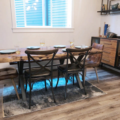 Metal Crossback With Black Seat-Dining Chair