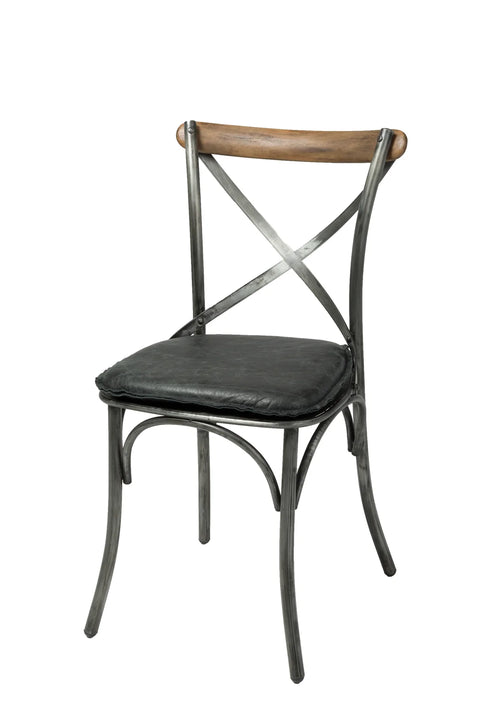 Metal Crossback With Black Seat-Dining Chair