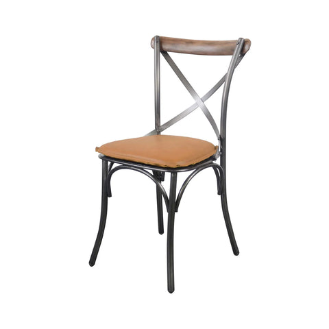 Metal Crossback With Cognac Seat-Dining Chair