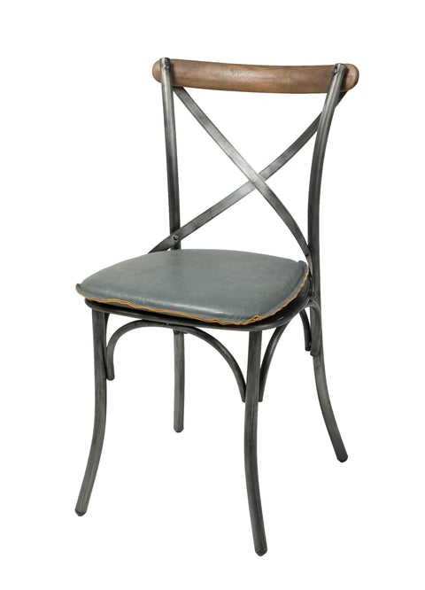 Metal Crossback With Grey Seat-Dining Chair