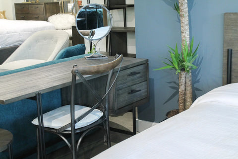 Metal Crossback With White Leather Seat-Dining Chair