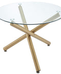 Carmilla Aged Gold Glass Round Dining Table-1