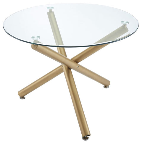 Carmilla Aged Gold Glass Round Dining Table-1