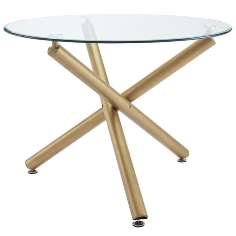 Carmilla Aged Gold Glass Round Dining Table-2